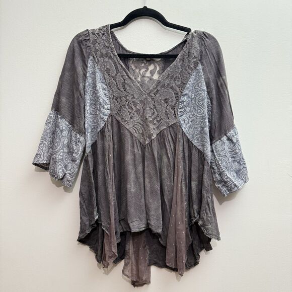 Gimmicks by BKE Tops - gimmicks bke Woman's Medium Patch Work  Bohemian Hippie Peasant Lace Flowy Top